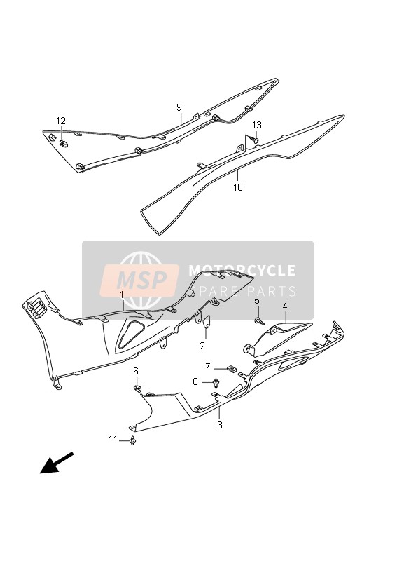 Suzuki AN400(A)(ZA) BURGMAN 2011 Bouclier de jambe latérale (AN400ZA E19) pour un 2011 Suzuki AN400(A)(ZA) BURGMAN